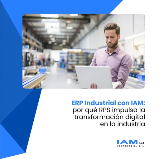 ERP Industrial con IAM: por qué RPS impulsa la transformación digital en la industria ERP Industrial consultado por un hombre que sostiene su portatil en un fabrica