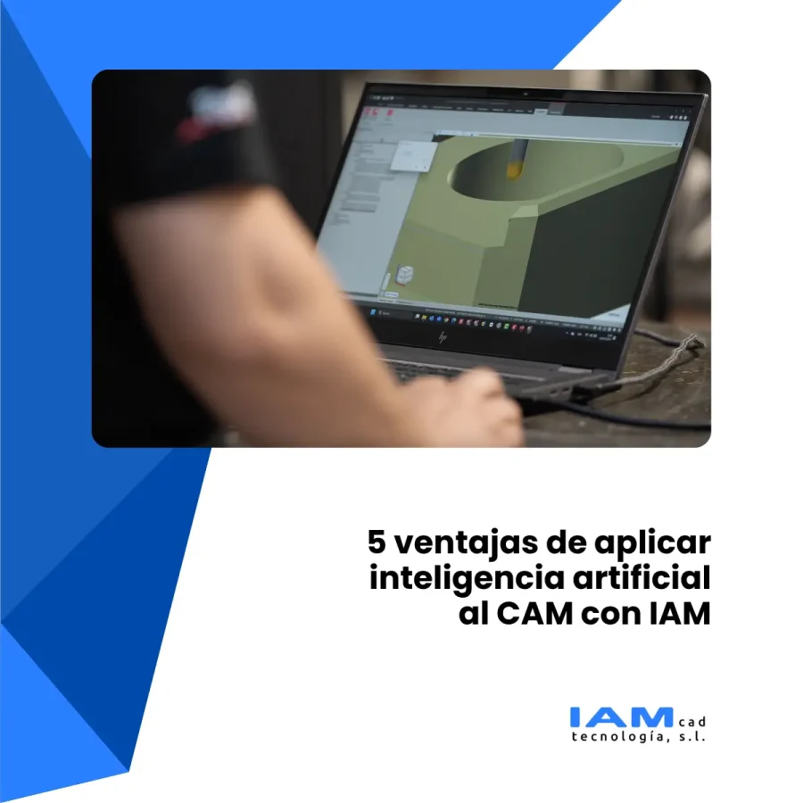 Trabajador programando en Mastercam con IA.